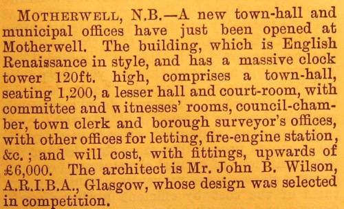 © All rights reserved. The Building News [London], Vol. LIV, 10 February 1888, page 237.